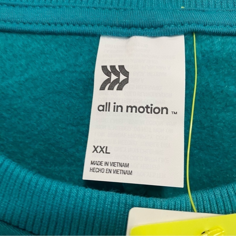 Women's Cotton Fleece Crewneck Cropped Sweatshirt All in Motion™ Turquoise XXL - Picture 6 of 8